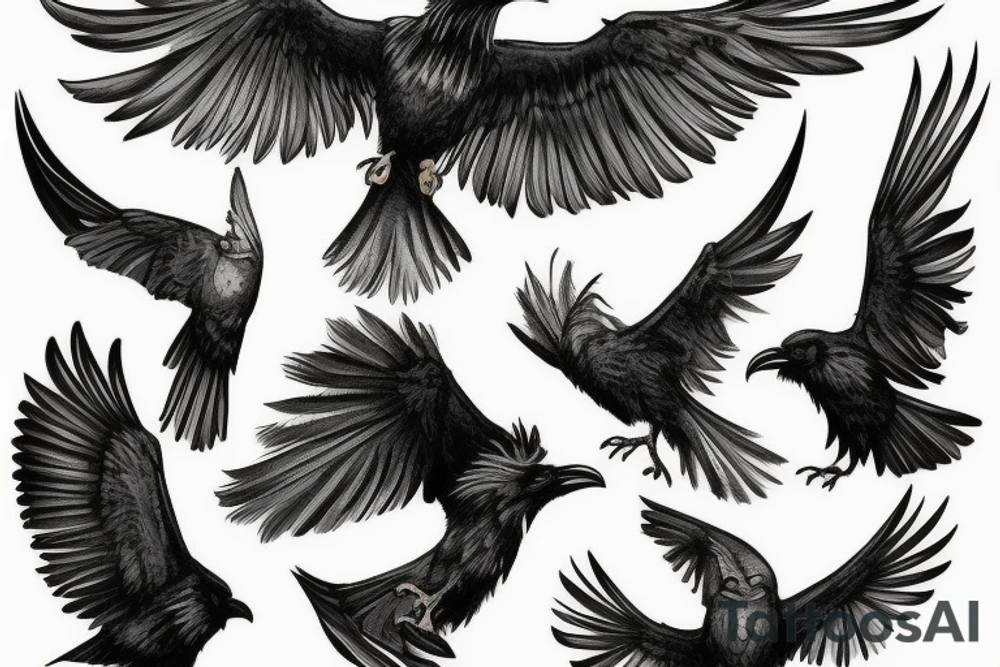 Nordic valkiria with ravens tattoo idea