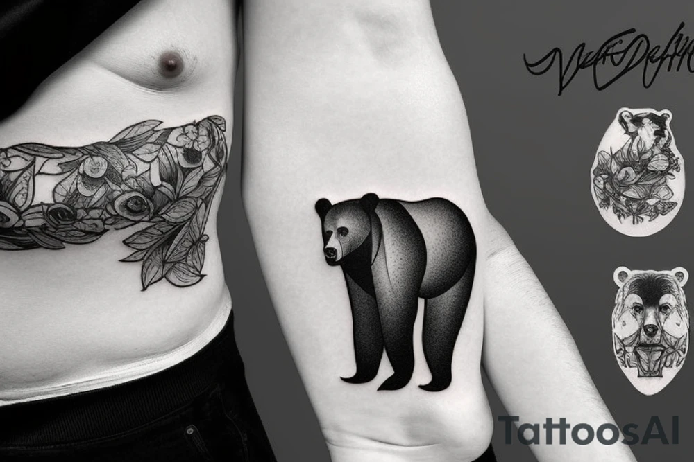 bear in wood tattoo idea