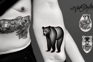 bear in wood tattoo idea