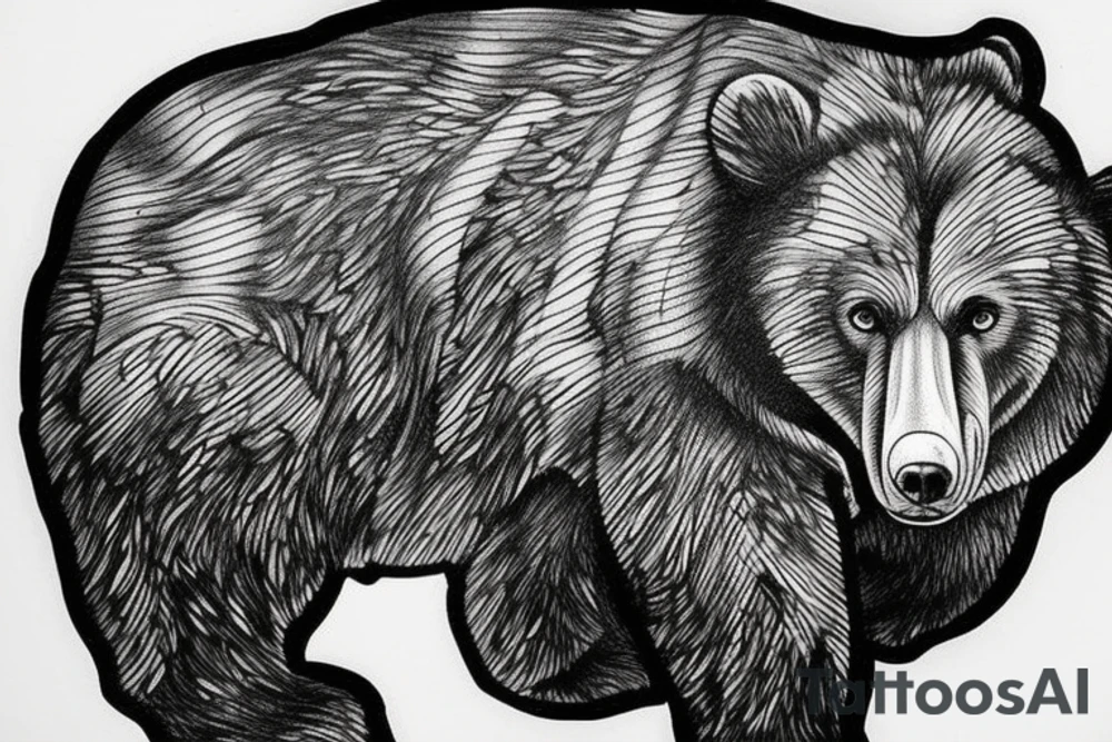 bear in wood tattoo idea