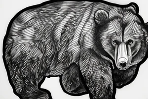 bear in wood tattoo idea