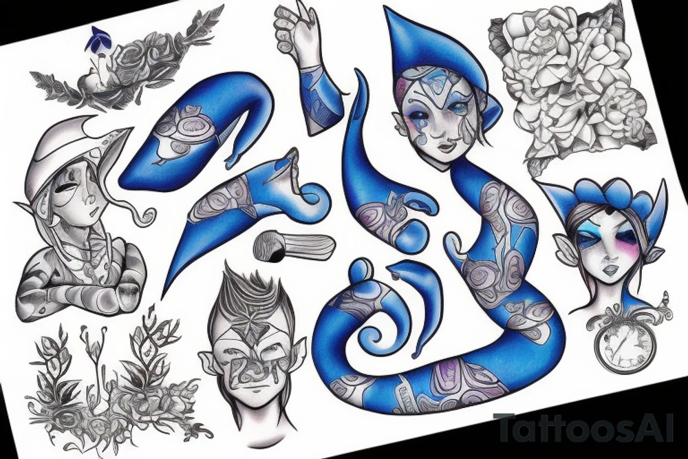 Blue leady elf tattoo idea