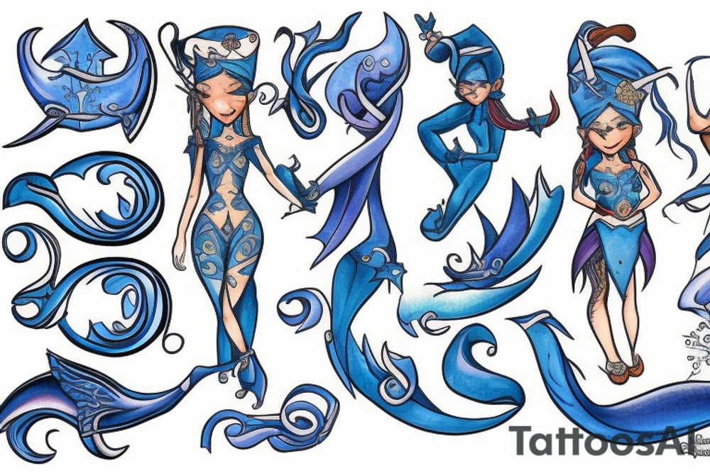 Blue leady elf tattoo idea