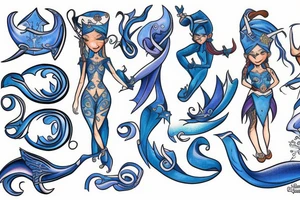 Blue leady elf tattoo idea