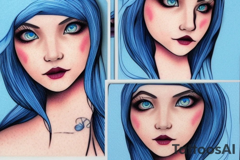 Blue girl elf face tattoo idea