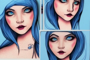 Blue girl elf face tattoo idea