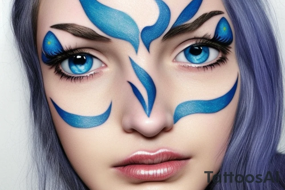 Blue girl elf face tattoo idea