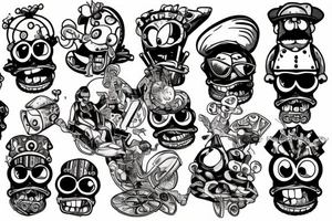 Hard biker gang Spongebob Squarepants tattoo idea