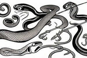 snake around fishing rot tattoo idea