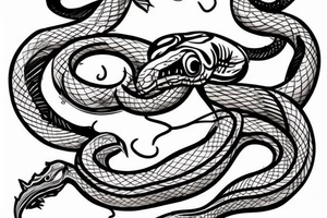 snake around fishing rot tattoo idea
