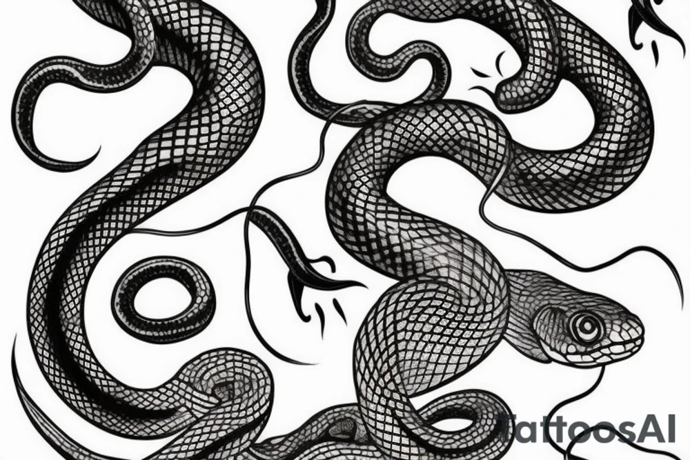 snake around fishing rot tattoo idea