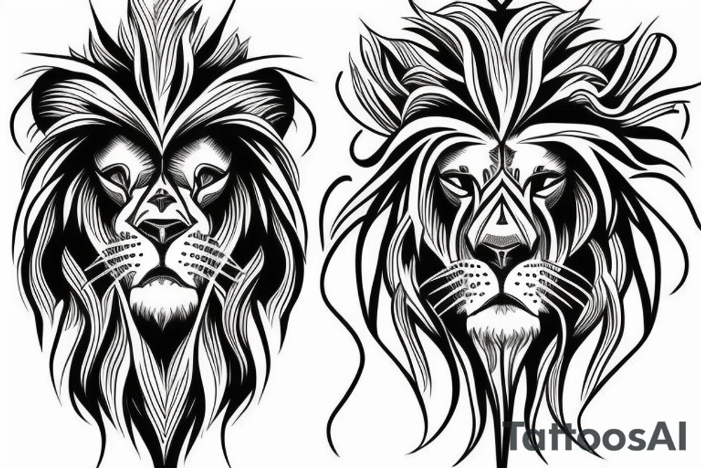 half sleeve lion half alive other half is skeleton tattoo idea