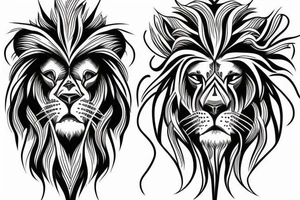 half sleeve lion half alive other half is skeleton tattoo idea