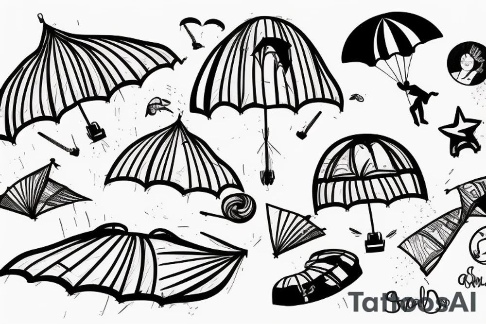 person falling upside down with a parachute tattoo idea