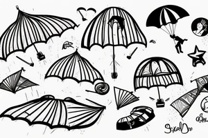 person falling upside down with a parachute tattoo idea