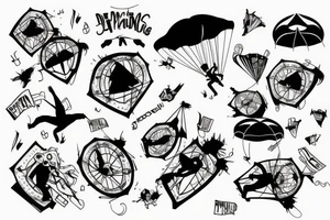 person falling upside down with a parachute tattoo idea