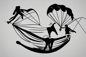 person falling upside down with a parachute tattoo idea
