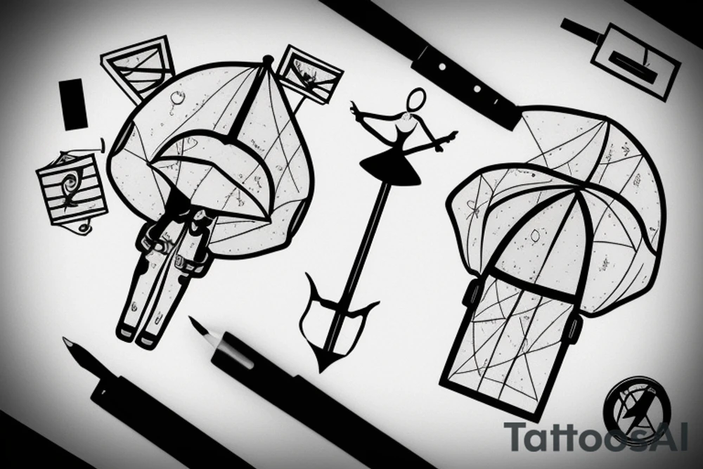person falling upside down with a parachute tattoo idea person falling upside down with a parachute tattoo idea