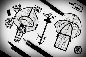 person falling upside down with a parachute tattoo idea