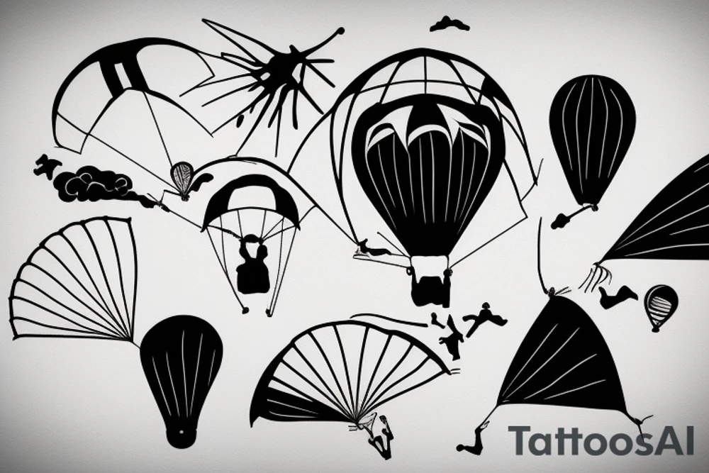 person falling with a parachute tattoo idea