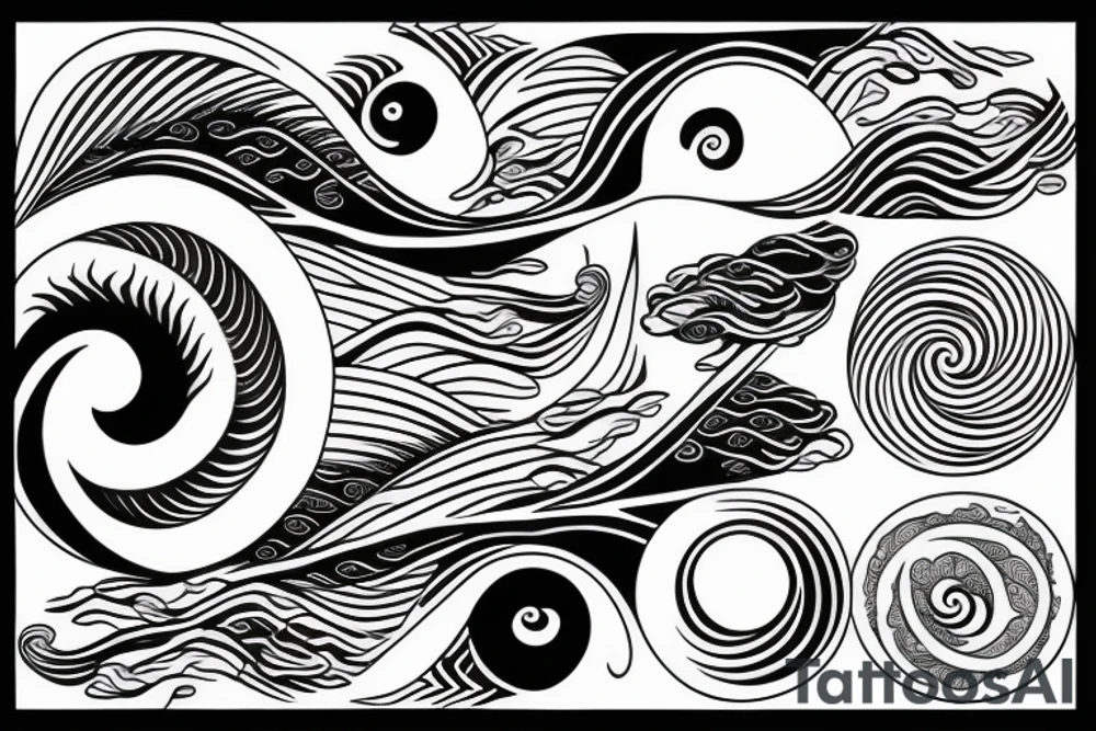 Yin yang with waves tattoo idea