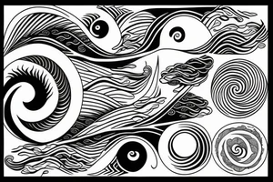 Yin yang with waves tattoo idea