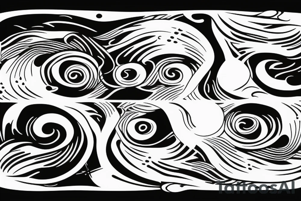 Yin yang with waves tattoo idea