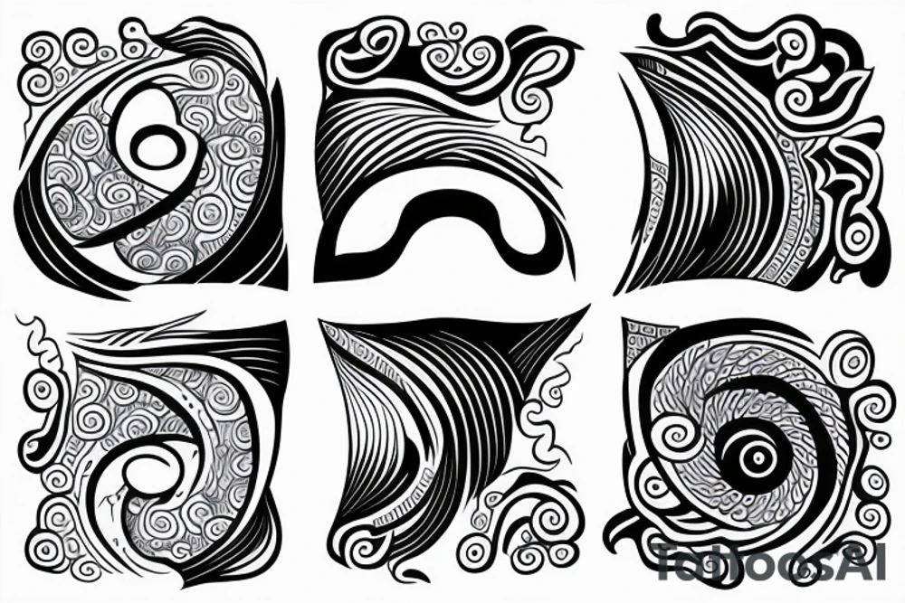 Yin yang with waves tattoo idea