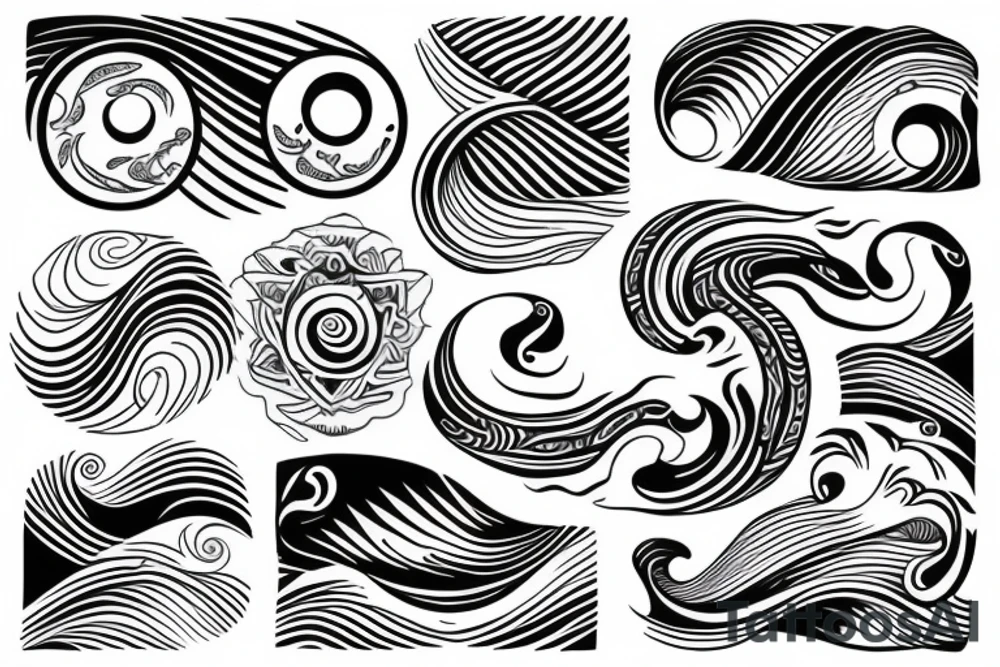Yin yang with waves tattoo idea