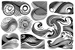 Yin yang with waves tattoo idea