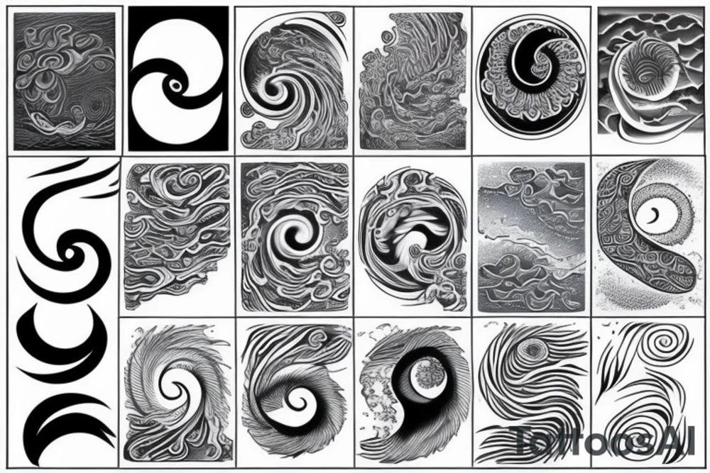Waves in yin yang tattoo idea