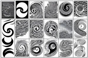 Waves in yin yang tattoo idea