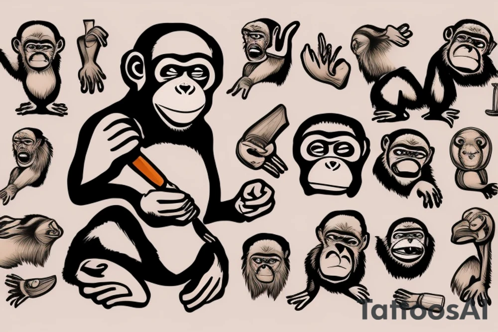 Monky with joint in the hand tattoo idea