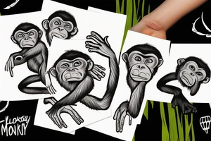 Monky with grass in the hand tattoo idea