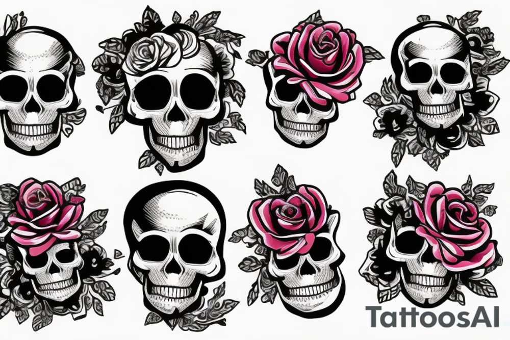 Skull with rose in eye tattoo idea