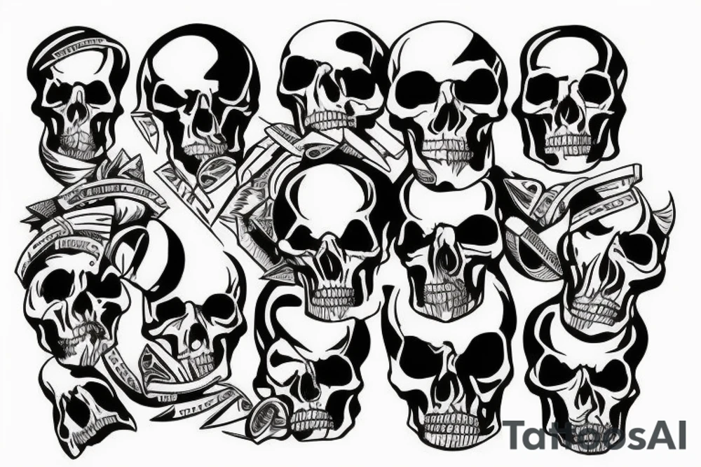 A pyramid od skulls tattoo idea