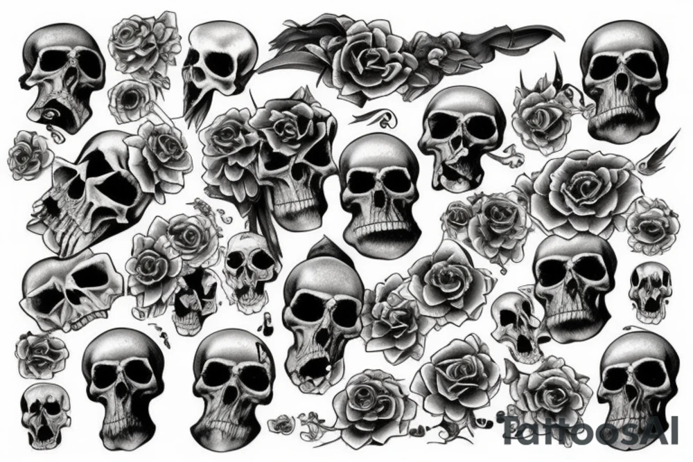 A pile of skulls tattoo idea