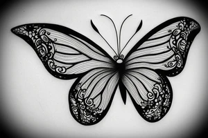 Femine butterfly with lace elements tattoo idea