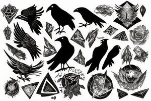 Raven in magical or galactic elements tattoo idea