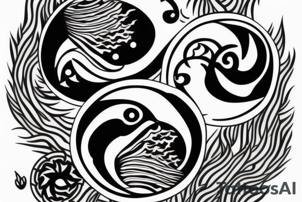 fish kanagawa ying yang couple tattoo idea