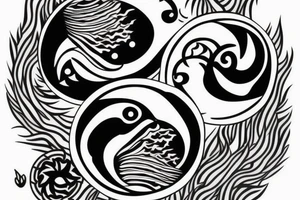 fish kanagawa ying yang couple tattoo idea