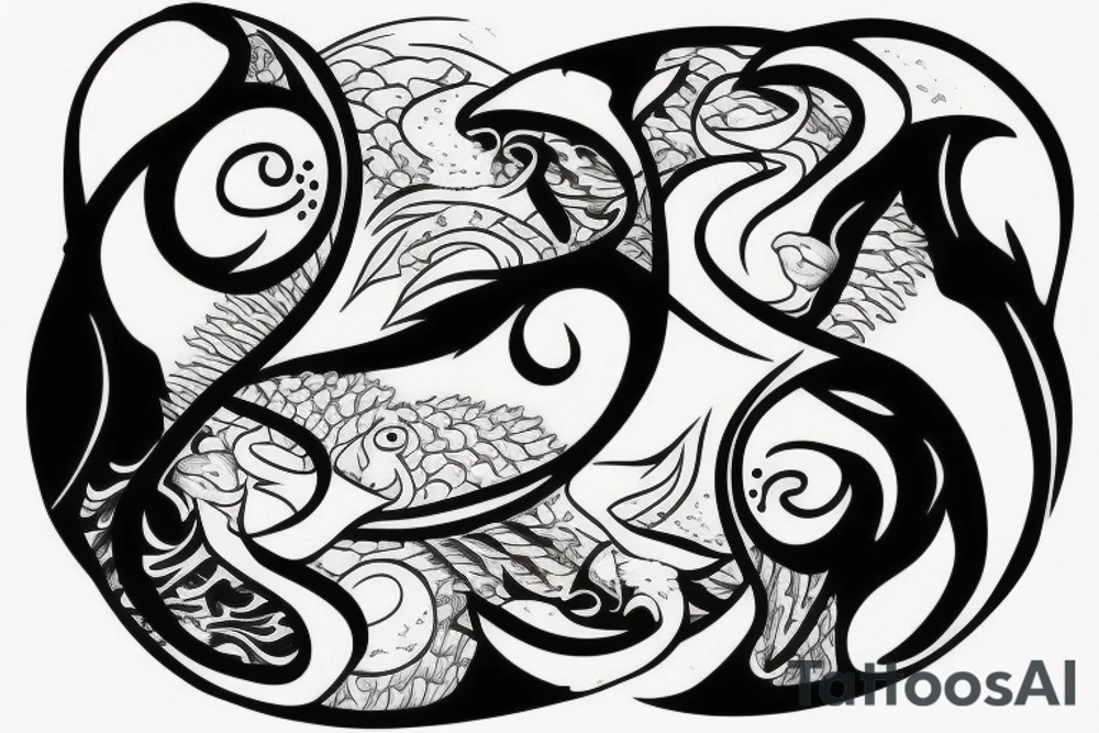 fish kanagawa ying yang couple tattoo idea