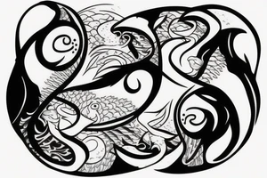 fish kanagawa ying yang couple tattoo idea