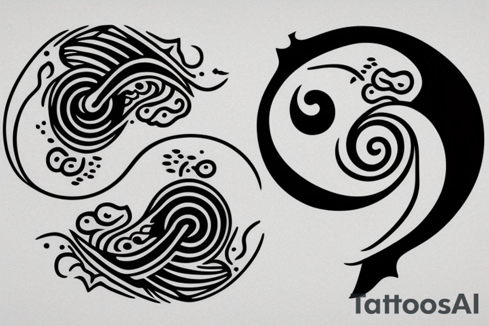fish kanagawa ying yang couple tattoo idea