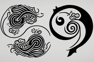 fish kanagawa ying yang couple tattoo idea