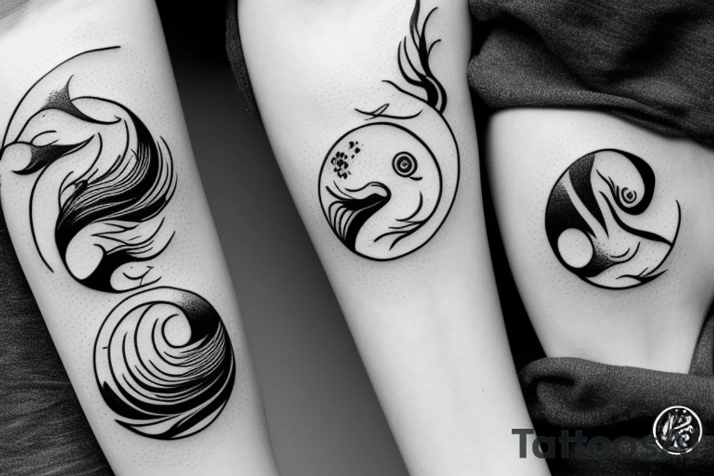 fish kanagawa ying yang couple tattoo idea