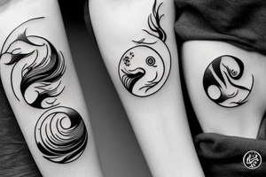 fish kanagawa ying yang couple tattoo idea
