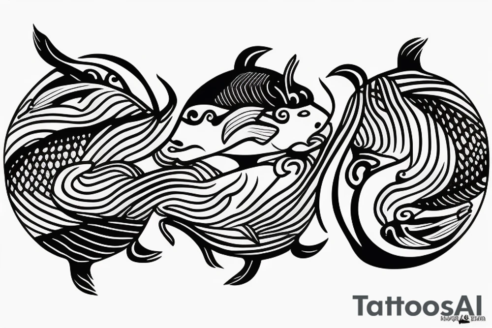 fish kanagawa ying yang couple tattoo idea