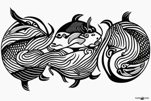 fish kanagawa ying yang couple tattoo idea