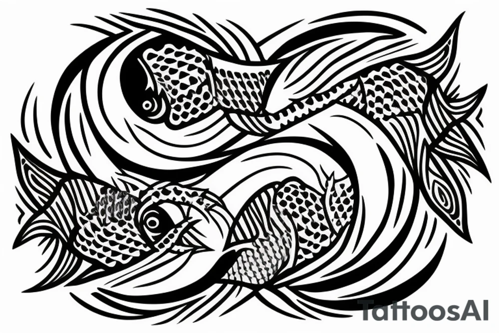 fish kanagawa ying yang couple tattoo idea